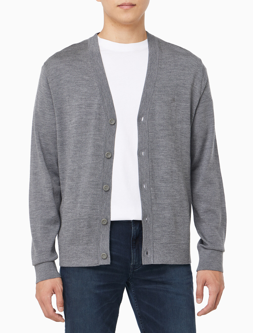 Buy 남성 메리노 울 스웨터 가디건 in color MEDIUM GREY HEATHER