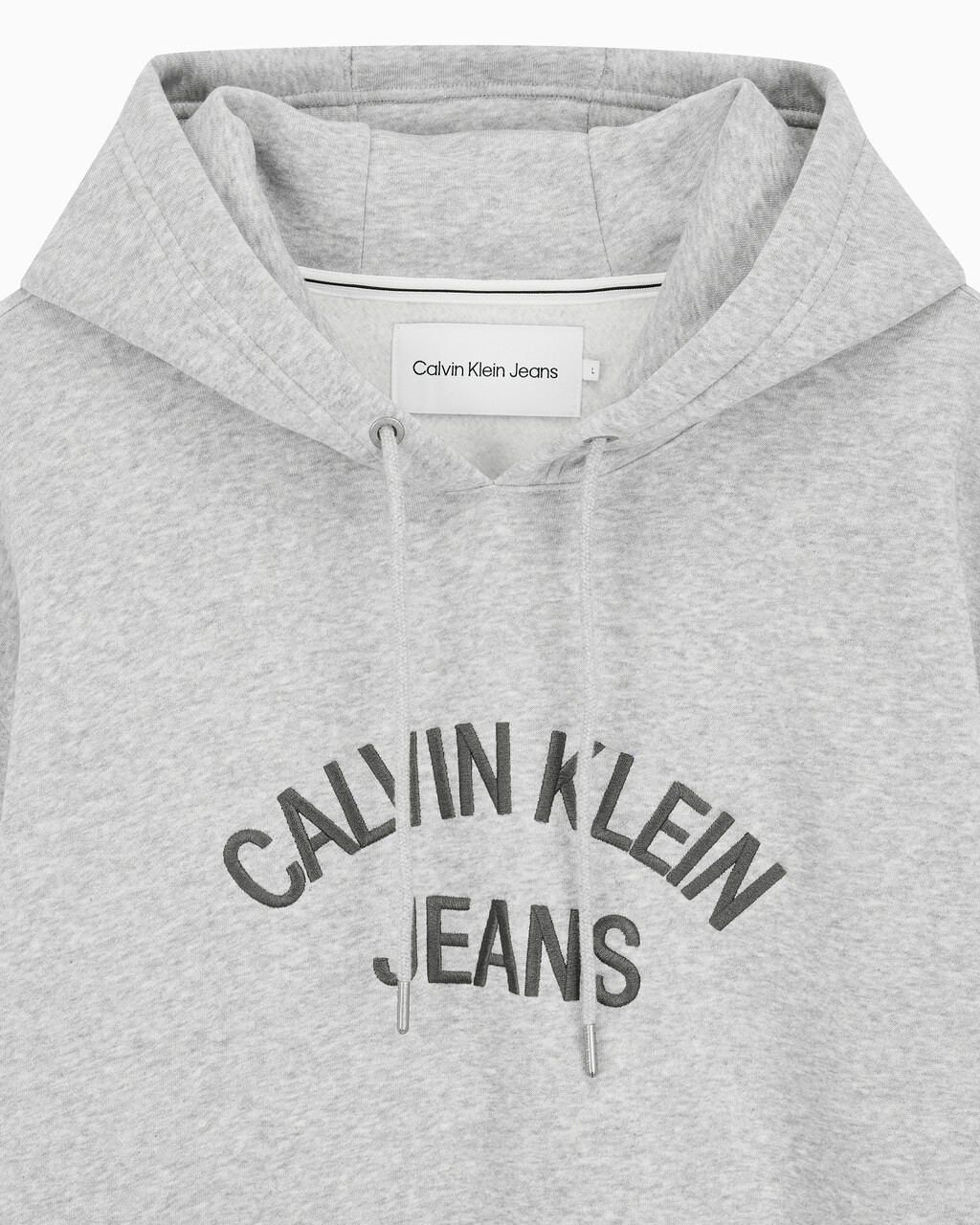 Buy 남녀공용 커브드로고 후디 in color LIGHT GREY HEATHER
