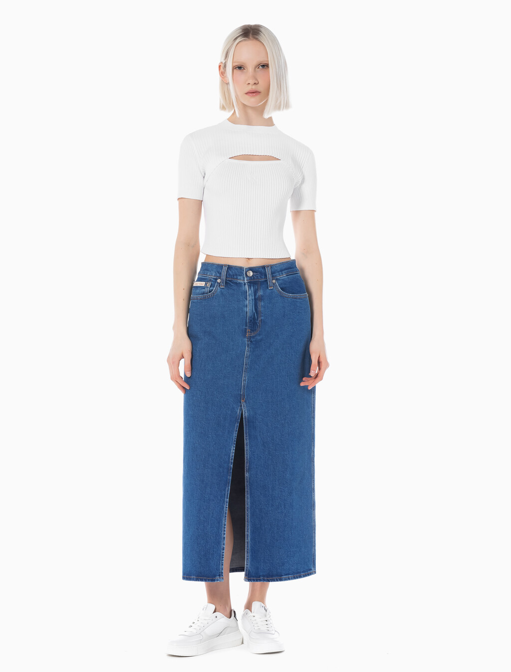 Buy 여성 데님 맥시 스커트 in color BLUE