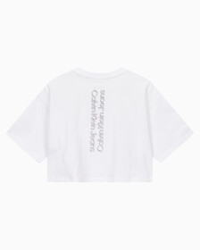 Buy 여성 그래픽 크롭 반팔 티셔츠 in color BRIGHT WHITE