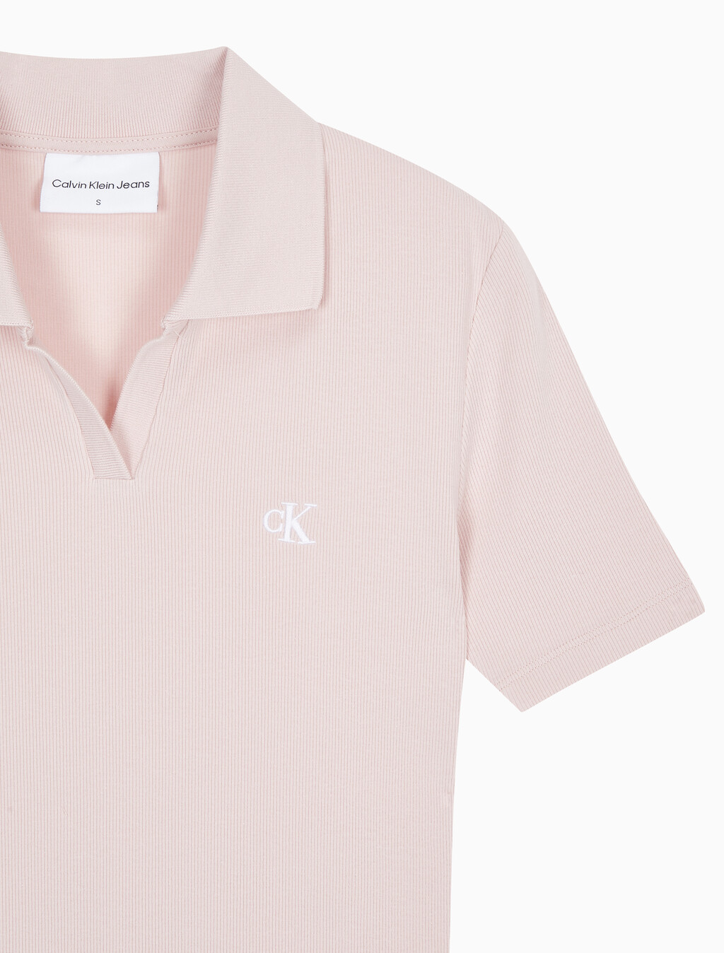 Buy 여성 슬림핏 립 브이넥 폴로 티셔츠 in color PINK