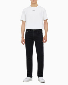 Buy 남성 바디핏 기모 블랙 데님 in color WASHED BLACK LOGO LACE