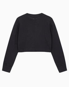Buy 여성 에센셜 크롭 긴팔 티셔츠 in color BLACK