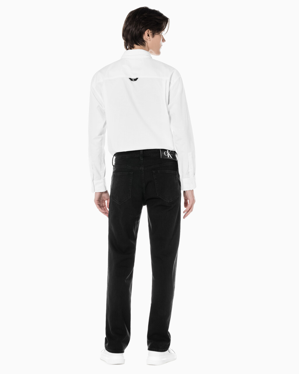 Buy 남성 블랙 90s 스트레이트핏 데님 in color WASHED BLACK LOGO LACE