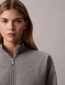 Buy 여성 프렌치 테리 그래픽 풀 집업 in color MEDIUM GREY HEATHER