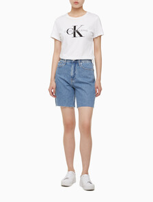 Buy 여성 버뮤다 맘핏 데님 쇼츠 in color CHALKY BLUE