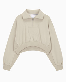 Buy 여성 하프집 엠보스 폴로넥 스웻 in color BEIGE