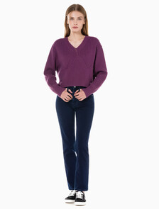 Buy 여성 하이라이즈 슬림 스트레이트핏 기모 블루블랙 데님 in color BLUE BLACK HANGER LOOP