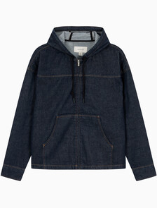 Buy 남성 린스 데님 집업 후디 자켓 in color Dark Blue