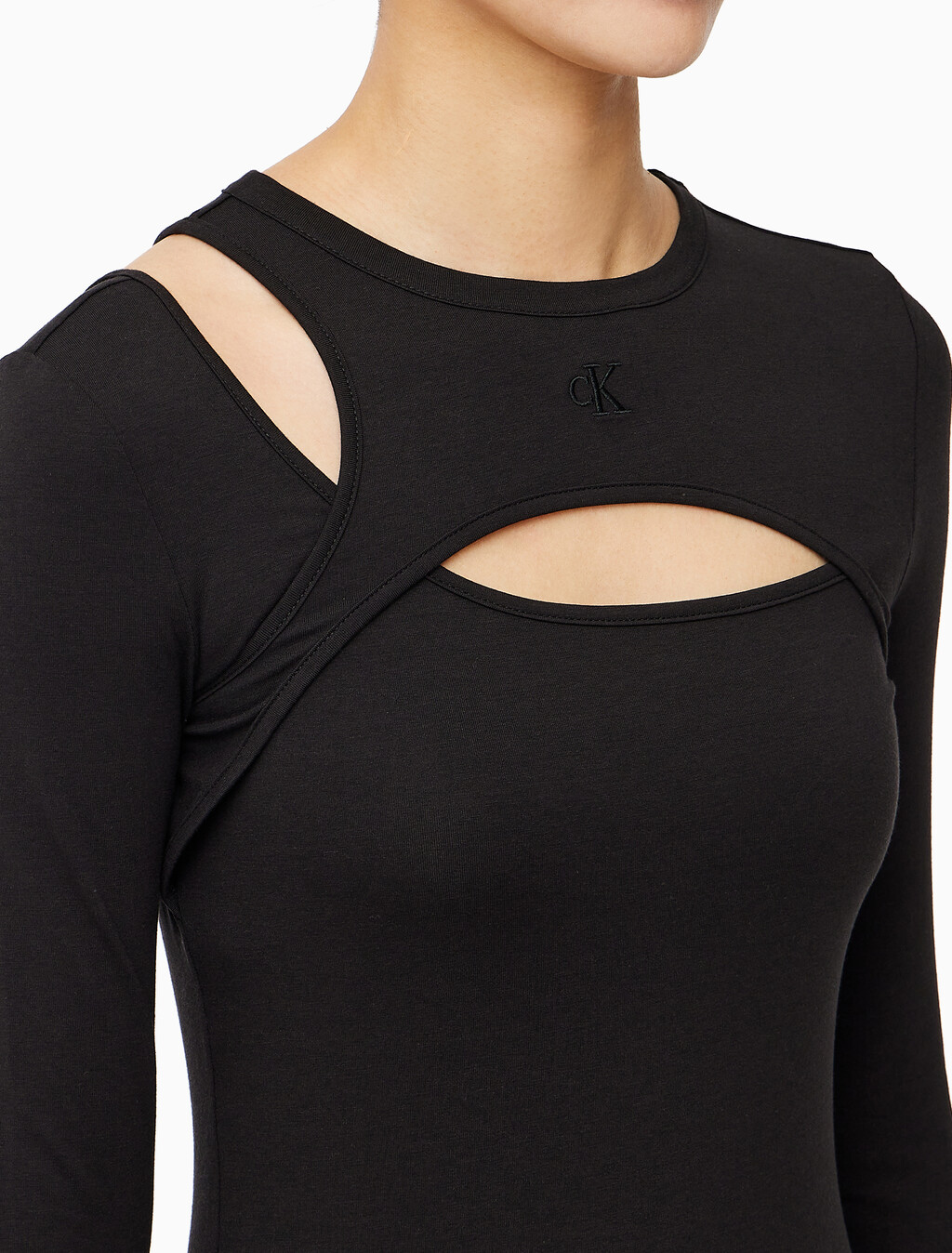 Buy 여성 롱슬리브 레이어드 탑 in color CK BLACK