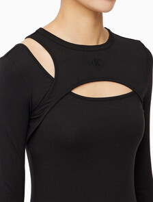 Buy 여성 롱슬리브 레이어드 탑 in color CK BLACK