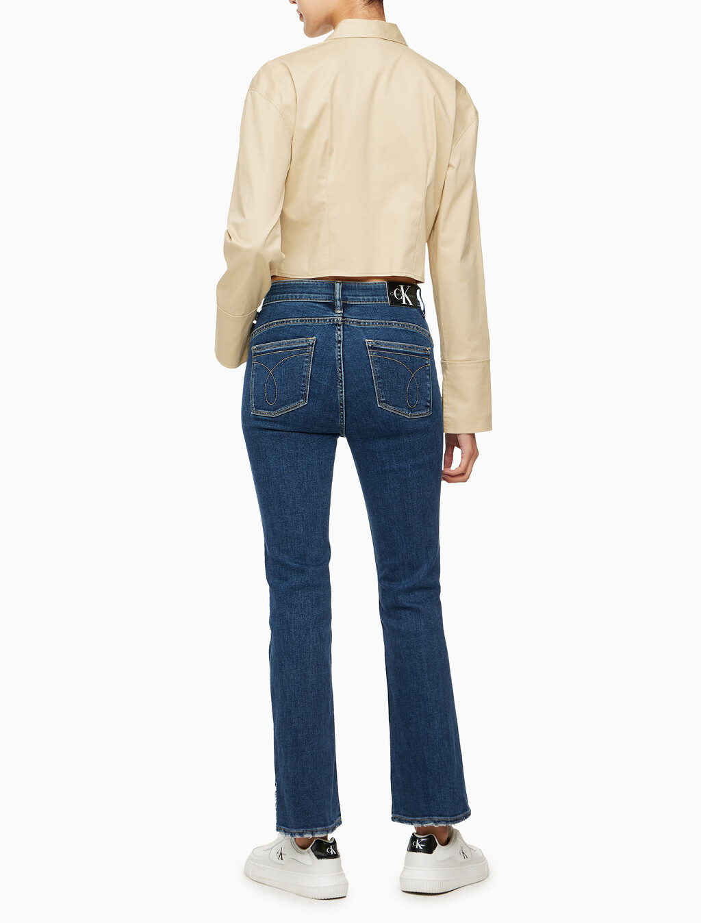 Buy 여성 지퍼 코튼 롱 슬리브 탑 in color PALE KHAKI