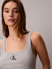 Buy 여성 모노로고 스쿱 립 탱크탑 in color HEROIC GREY HEATHER