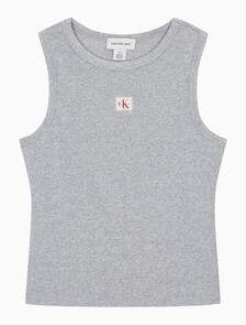 Buy 여성 우븐라벨 코튼 립 탱크 탑 in color HEROIC GREY HEATHER