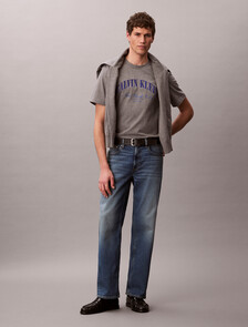 Buy 캘빈클라인 헤리티지 자수로고 그래픽 티 in color MEDIUM GREY HEATHER