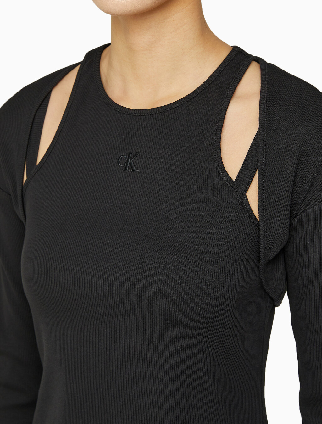 Buy 여성 2 IN 1 컷 아웃 립 드레스 in color CK BLACK