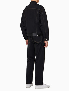 Buy [손흥민 캡슐] 남성 릴렉스 스트레이트핏 데님 진 in color BLACK