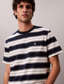 Buy 이지 저지 스트라이프 크루넥 티 in color DARK SAPPHIRE