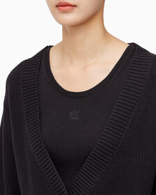Buy 여성 투인원 패션 가디건 in color CK BLACK