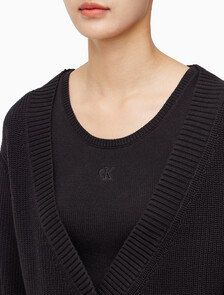 Buy 여성 투인원 패션 가디건 in color CK BLACK