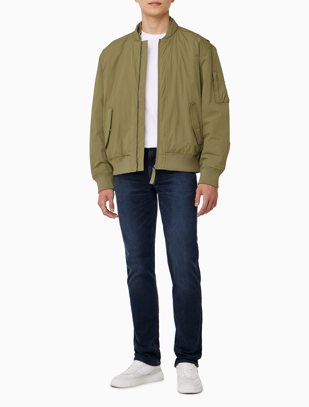 Buy 남성 릴렉스핏 패디드 기능성 봄버 자켓 in color OLIVE
