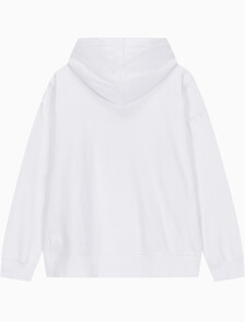 Buy 남성 아카이브 릴렉스핏 CK 스몰 로고 기모 후디 in color BRILLIANT WHITE