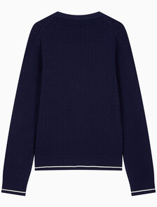 Buy 여성 우븐라벨 케이블 가디건 in color Evening Blue