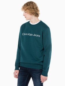 Buy 남성 레귤러핏 인스티튜셔널 로고 기모 스웨트셔츠 in color ATLANTIC DEEP