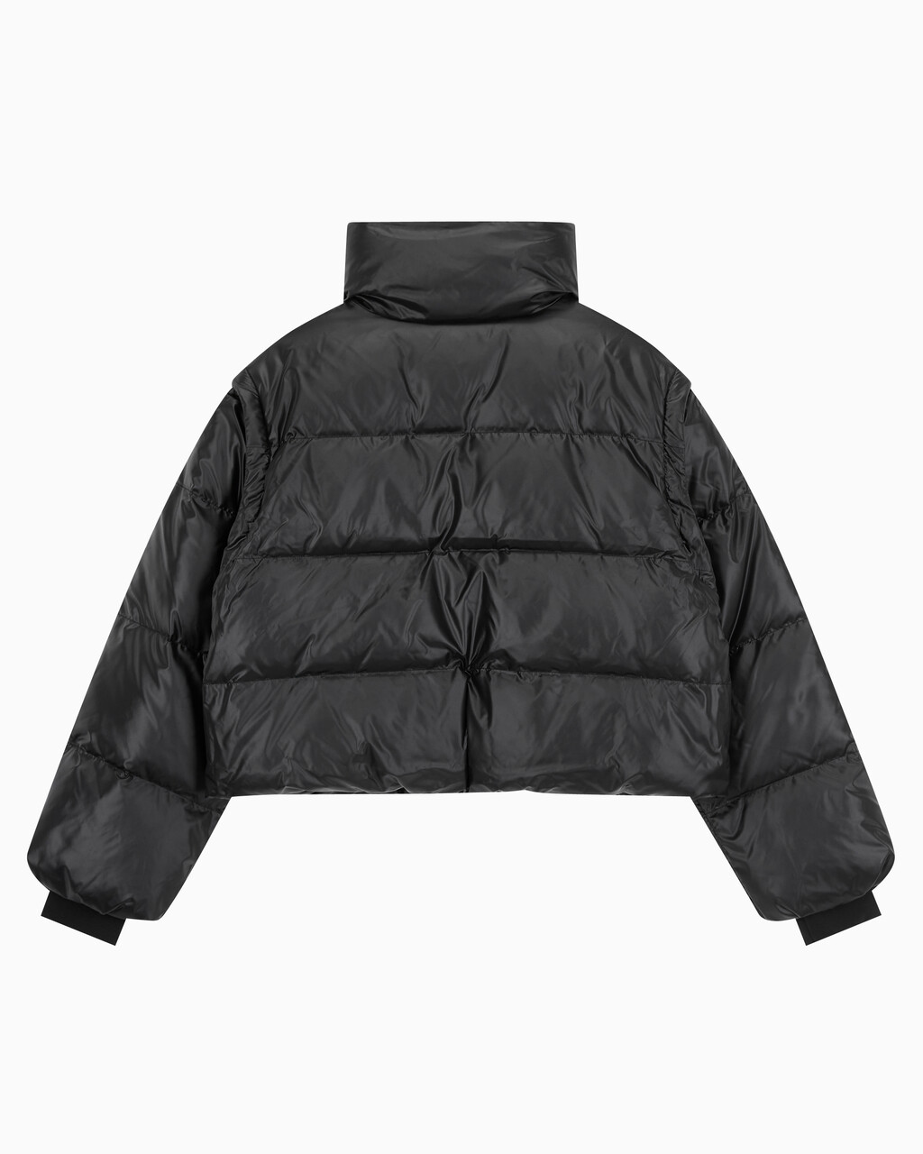 Buy 여성 글로시 디터쳐블 크롭 다운 푸퍼 in color CK BLACK