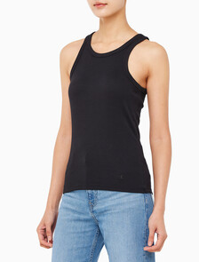 Buy 여성 코튼 컨투어 립 탱크 탑 in color BLACK BEAUTY