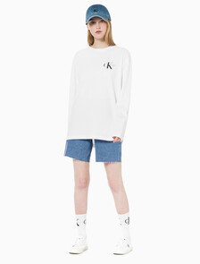 Buy 여성 버뮤다 맘핏 데님 쇼츠 in color CHALKY BLUE