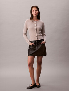 Buy 여성 울실크 크롭 가디건 in color White