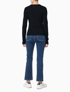 Buy 여성 모노그램 롱슬리브 헨리넥 티셔츠 in color BLACK