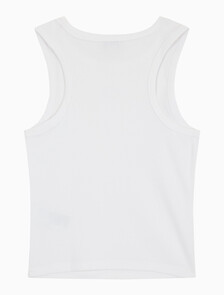 Buy 여성 우븐라벨 코튼 립 탱크 탑 in color BRILLIANT WHITE