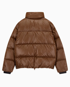 Buy 남녀공용 글로시 숏 푸퍼 in color DARK BROWN