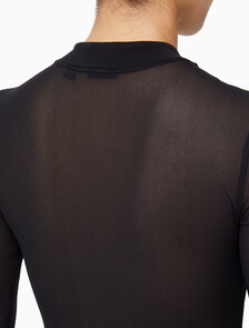 Buy 여성 슬림핏 매쉬 롱슬리브 탑 in color BLACK