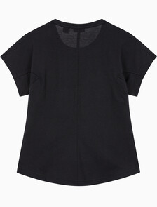 Buy 여성 슬림핏 숏 슬리브 티셔츠 in color BLACK