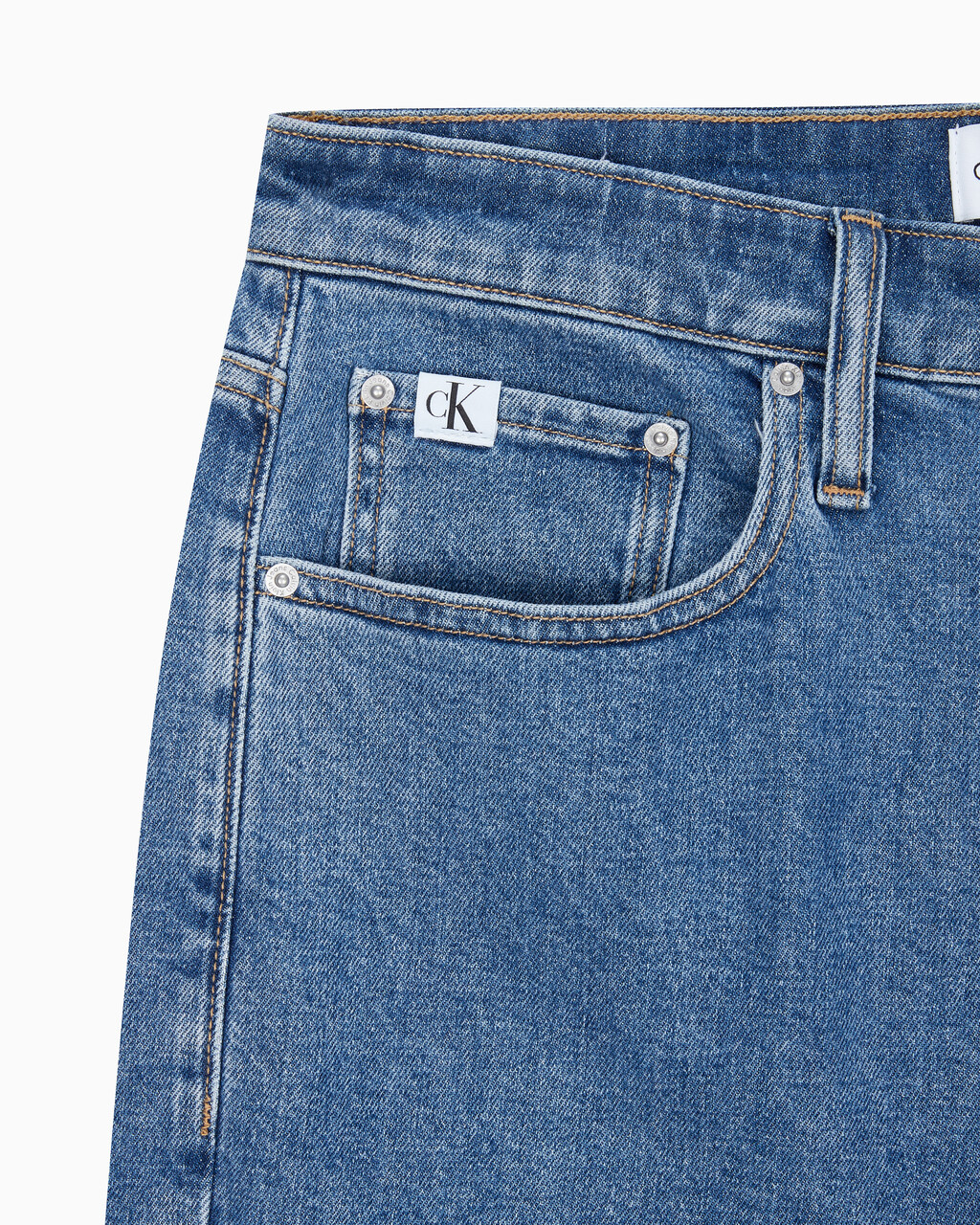 Buy 남성 90'S 스트레이트핏 크롭 데님 in color MID BLUE BACK EMBRO