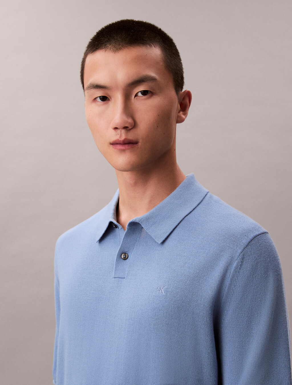 Buy 남성 메리노 울 폴로 스웨터 in color Light blue