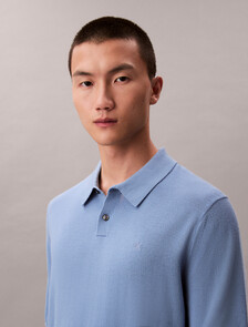 Buy 남성 메리노 울 폴로 스웨터 in color Light blue