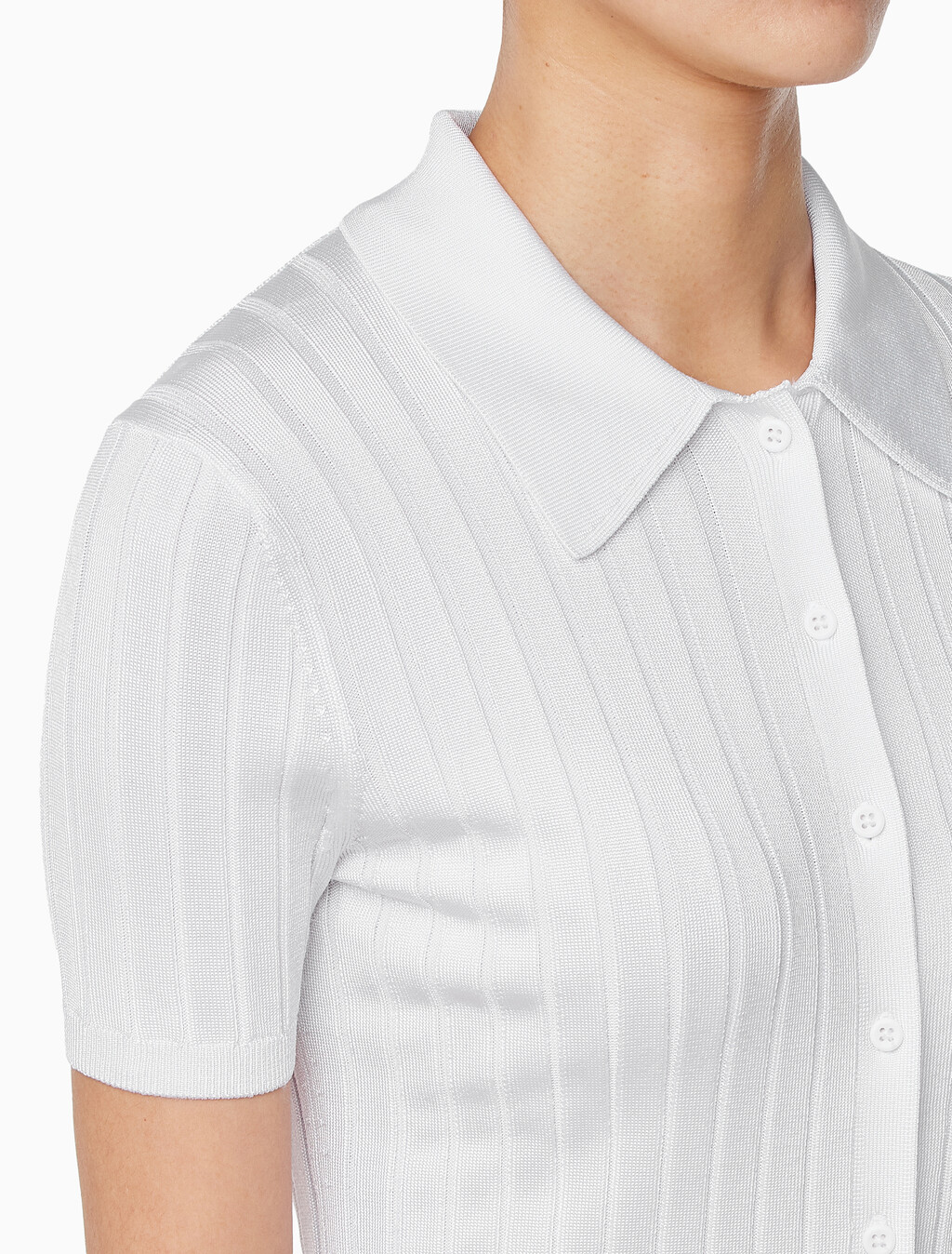 Buy 여성 실키 크롭 베이비 폴로 셔츠 in color BRILLIANT WHITE