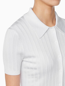 Buy 여성 실키 크롭 베이비 폴로 셔츠 in color BRILLIANT WHITE