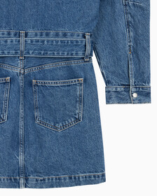Buy 여성 볼륨 슬리브 데님 드레스 in color MID BLUE BACK EMBRO