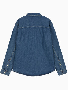 Buy 남성 레귤러핏 클래식 하버블루 워시 긴팔 데님 셔츠 in color Light blue