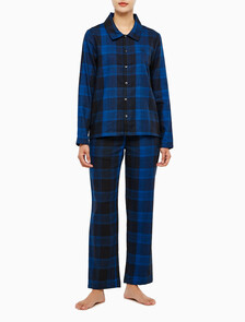 Buy 여성 플란넬 파자마 롱슬리브 탑 in color BLACK FLANNEL