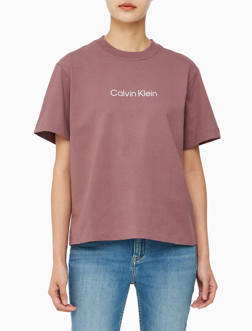 Buy 여성 릴렉스드 스탠다드로고 크루넥 반팔 티셔츠  in color CAPRI ROSE