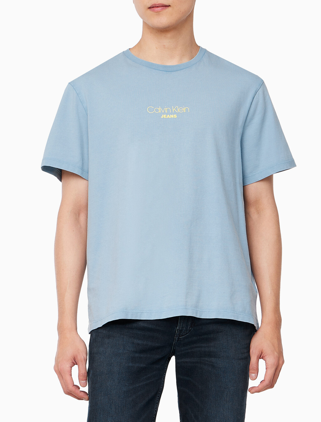 Buy 남성 레귤러핏 그래픽 워시 반팔 티셔츠 in color BLUE