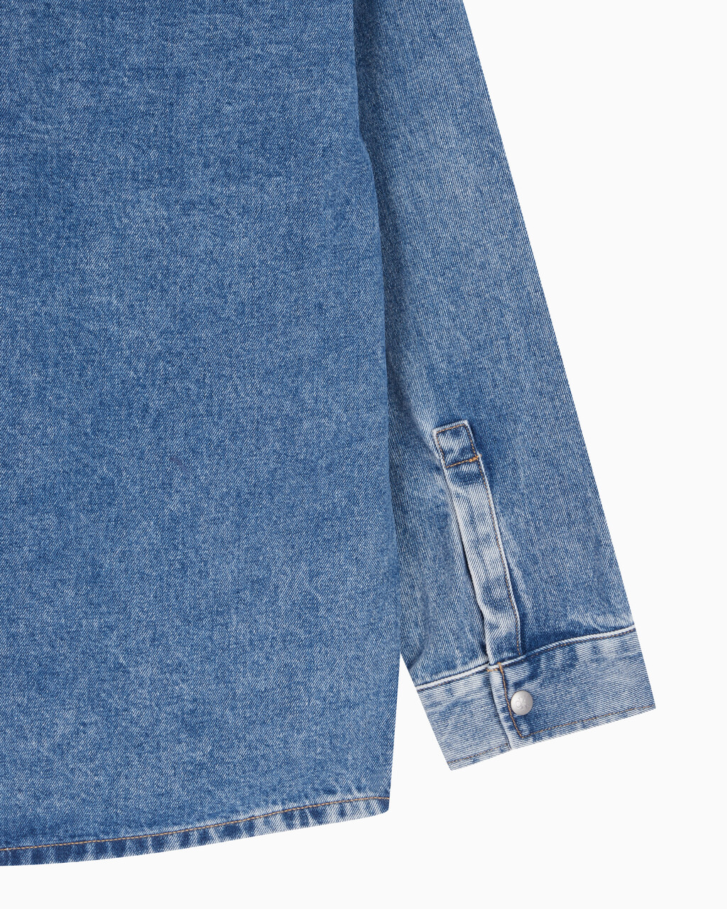 Buy 남성 박시 루즈핏 데님 셔츠 in color MID BLUE BACK EMBRO