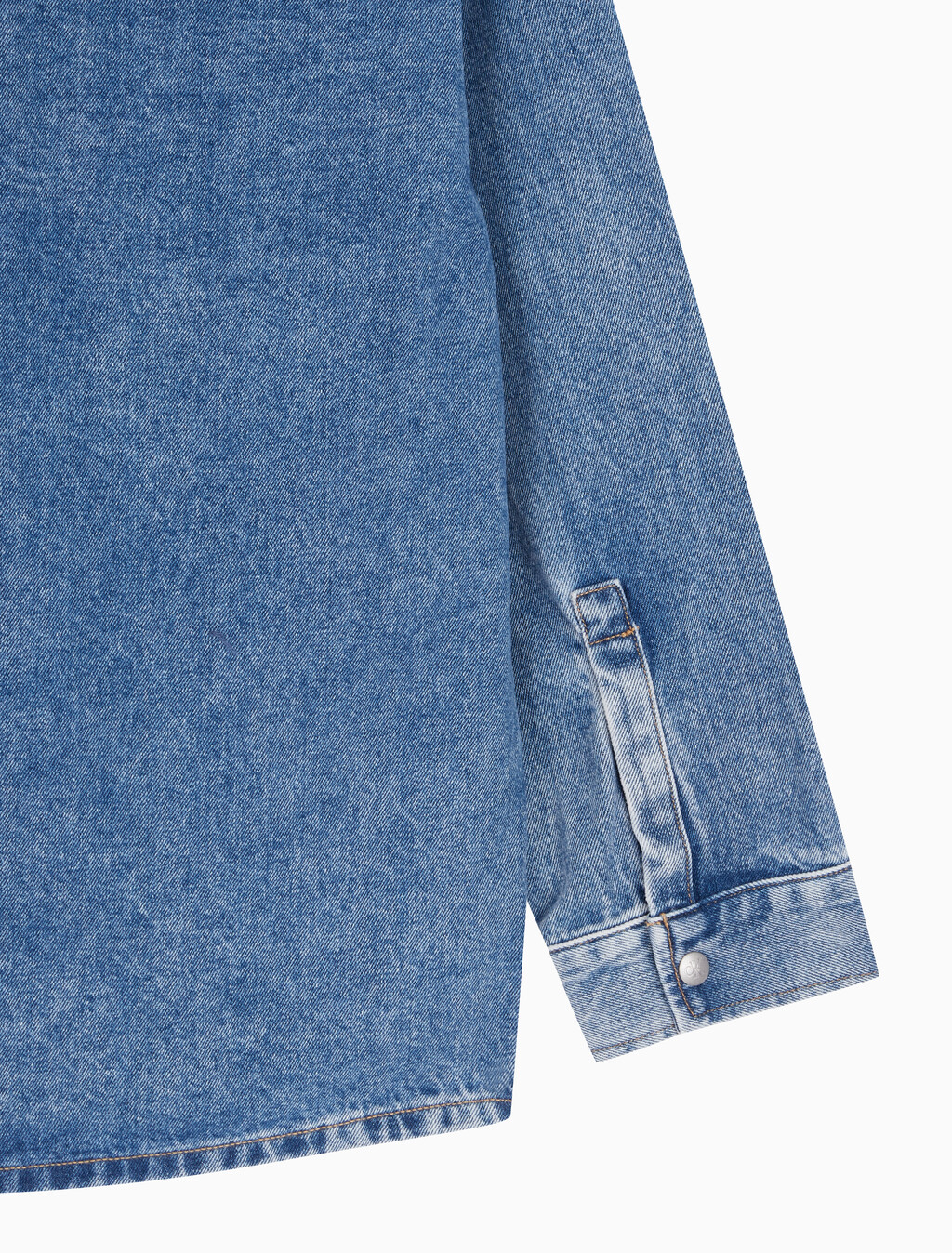 Buy 남성 박시 루즈핏 데님 셔츠 in color MID BLUE BACK EMBRO