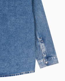 Buy 남성 박시 루즈핏 데님 셔츠 in color MID BLUE BACK EMBRO